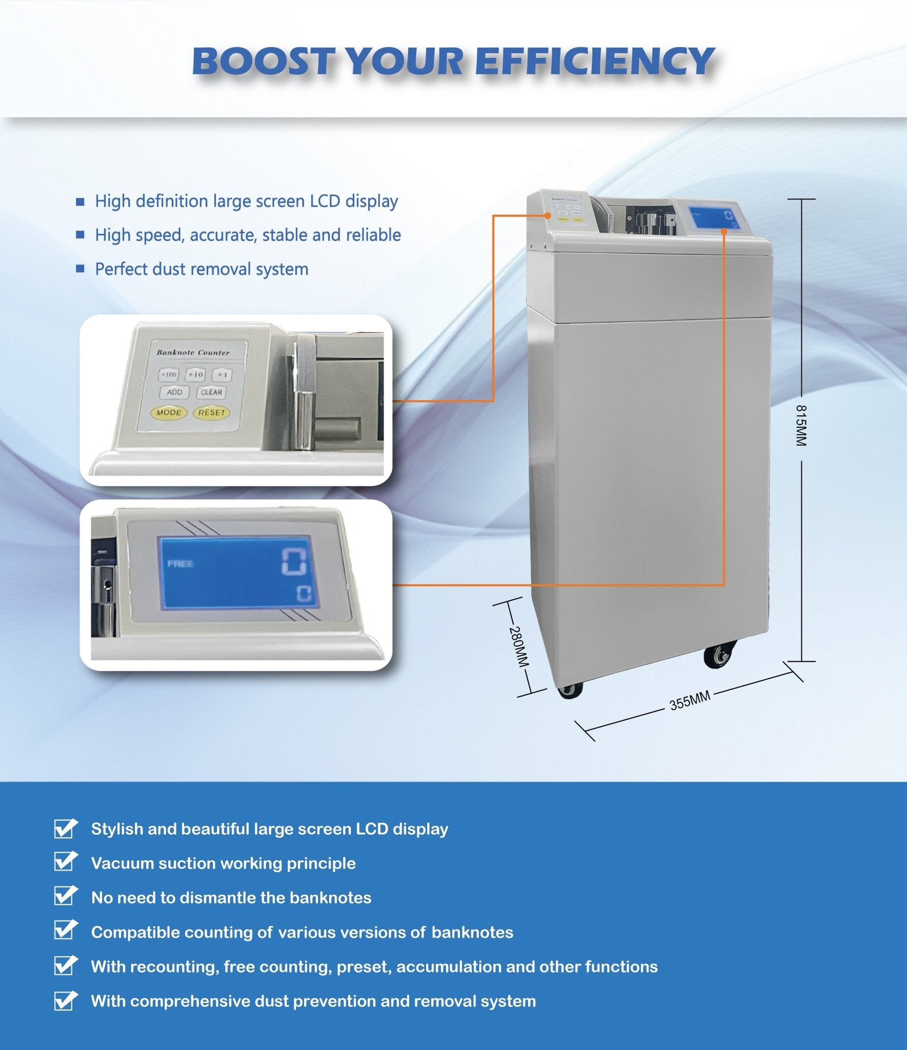 Vacuum Floor Standing Note Counting Machine - Retail Gear